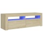 Mueble de TV con luces LED roble Sonoma 120x35x40 cm de vidaXL, Muebles TV - Ref: Foro24-804313, Precio: 78,87 €, Descuento: %
