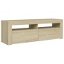 Mueble de TV con luces LED roble Sonoma 120x35x40 cm de vidaXL, Muebles TV - Ref: Foro24-804313, Precio: 78,87 €, Descuento: %