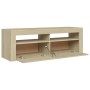 Mueble de TV con luces LED roble Sonoma 120x35x40 cm de vidaXL, Muebles TV - Ref: Foro24-804313, Precio: 78,87 €, Descuento: %