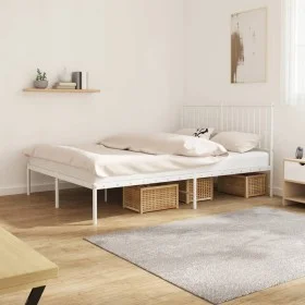 Estructura de cama de metal con cabecero blanca 140x190 cm de vidaXL, Camas y somieres - Ref: Foro24-350931, Precio: 87,08 €,...