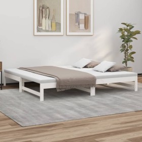 Sofá cama extraíble madera maciza de pino blanco 2x(100x200) cm de vidaXL, Camas y somieres - Ref: Foro24-823400, Precio: 132...