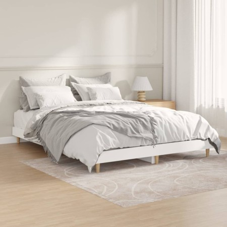 Estructura de cama madera de ingeniería blanca 135x190 cm de vidaXL, Camas y somieres - Ref: Foro24-832077, Precio: 132,48 €,...
