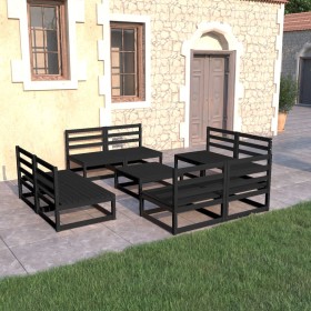 Juego de muebles de jardín 9 piezas negro madera madera pino en Conjuntos de jardín | Comprar online en Foru.es