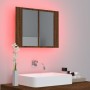 Armario con espejo y LED madera color marrón roble 60x12x45 cm de vidaXL, Tocadores de baño - Ref: Foro24-822843, Precio: 47,...