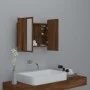 Armario con espejo y LED madera color marrón roble 60x12x45 cm de vidaXL, Tocadores de baño - Ref: Foro24-822843, Precio: 47,...