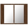 Armario con espejo y LED madera color marrón roble 60x12x45 cm de vidaXL, Tocadores de baño - Ref: Foro24-822843, Precio: 47,...