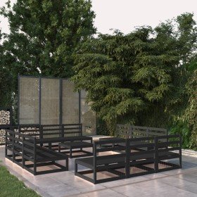 Juego de muebles de jardín 13 piezas negro madera madera pino en Conjuntos de jardín | Comprar online en Foru.es
