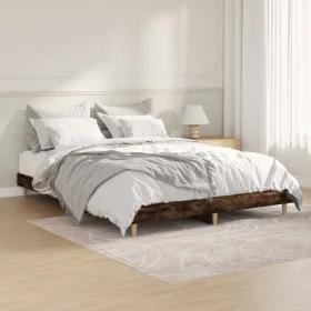 Estructura de cama madera de ingeniería roble ahumado 135x190cm de vidaXL, Camas y somieres - Ref: Foro24-832082, Precio: 99,...
