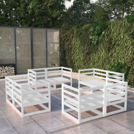 Set de salón de jardín de 8 piezas blanco madera maciza de pino en Conjuntos de jardín | Comprar online en Foru.es