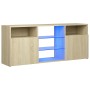 Armario TV con luces LED roble Sonoma 120x30x50 cm de vidaXL, Muebles TV - Ref: Foro24-804304, Precio: 91,85 €, Descuento: %