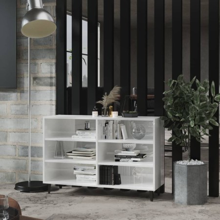 Aparador de madera contrachapada blanco brillo 103,5x35x70 cm de vidaXL, Aparadores - Ref: Foro24-806046, Precio: 64,71 €, De...