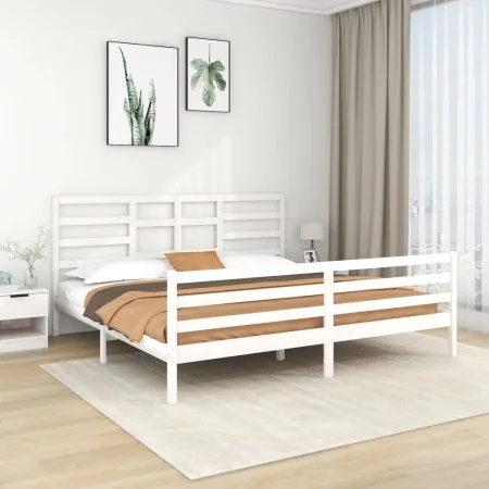 Estructura de cama madera maciza blanco 200x200 cm de vidaXL, Camas y somieres - Ref: Foro24-3105881, Precio: 155,78 €, Descu...