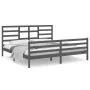 Estructura de cama de madera maciza de pino gris 200x200 cm de vidaXL, Camas y somieres - Ref: Foro24-3105882, Precio: 172,13...