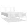 Estructura cama metal con cabecero y estribo blanco 120x200 cm de vidaXL, Camas y somieres - Ref: Foro24-350947, Precio: 86,4...