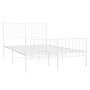 Estructura cama metal con cabecero y estribo blanco 120x200 cm de vidaXL, Camas y somieres - Ref: Foro24-350947, Precio: 86,4...