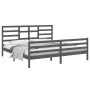 Estructura de cama de madera maciza de pino gris 200x200 cm de vidaXL, Camas y somieres - Ref: Foro24-3105882, Precio: 172,13...