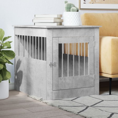Jaula para perros madera ingeniería gris hormigón 64,5x80x71 cm en Casetas para perros | Comprar online en Foru.es