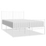 Estructura cama metal con cabecero y estribo blanco 135x190 cm de vidaXL, Camas y somieres - Ref: Foro24-350948, Precio: 97,3...