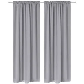2 dunkelgraue Vorhänge mit Kordelzug, Verdunkelung, 135 x 245 cm von vidaXL, Vorhänge und Gardinen - Ref: Foro24-130376, Prei...