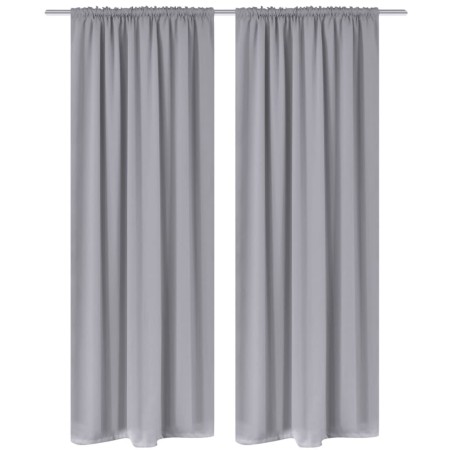 2 cortinas grises oscuras con jaretas, blackout 135 x 245 cm de vidaXL, Cortinas y visillos - Ref: Foro24-130376, Precio: 51,...