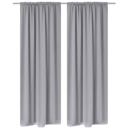 2 cortinas grises oscuras con jaretas, blackout 135 x 245 cm de vidaXL, Cortinas y visillos - Ref: Foro24-130376, Precio: 50,...