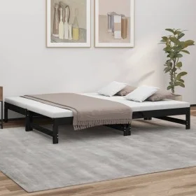 Sofá cama extraíble madera maciza de pino negro 2x(90x190) cm de vidaXL, Camas y somieres - Ref: Foro24-823418, Precio: 144,8...