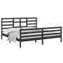 Estructura de cama de madera maciza de pino negra 200x200 cm de vidaXL, Camas y somieres - Ref: Foro24-3105884, Precio: 171,9...
