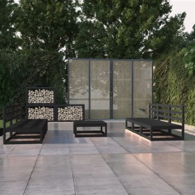Juego de muebles de jardín 5 piezas negro madera maciza de pino en Conjuntos de jardín | Comprar online en Foru.es