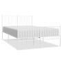 Estructura cama metal con cabecero y estribo blanco 140x200 cm de vidaXL, Camas y somieres - Ref: Foro24-350950, Precio: 91,5...