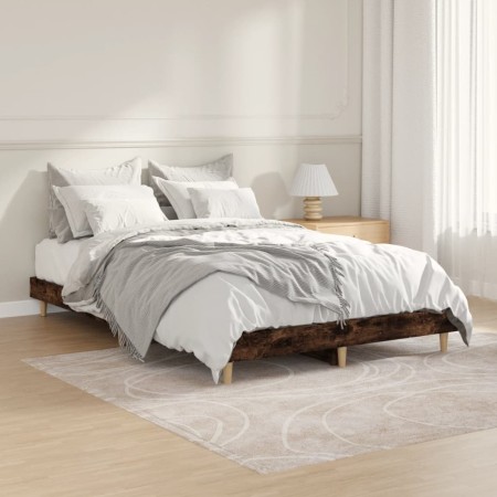 Estructura de cama madera de ingeniería roble ahumado 120x190cm de vidaXL, Camas y somieres - Ref: Foro24-832090, Precio: 89,...