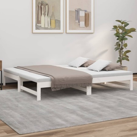 Sofá cama extraíble madera maciza de pino blanco 2x(75x190) cm de vidaXL, Camas y somieres - Ref: Foro24-823420, Precio: 154,...