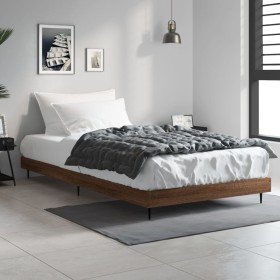 Estructura de cama madera de ingeniería marrón roble 90x190 cm de vidaXL, Camas y somieres - Ref: Foro24-832308, Precio: 85,7...