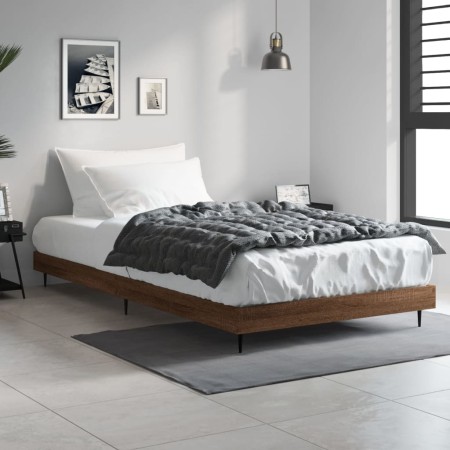 Estructura de cama madera de ingeniería marrón roble 90x190 cm de vidaXL, Camas y somieres - Ref: Foro24-832308, Precio: 85,7...