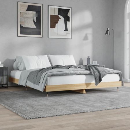 Estructura de cama madera de ingeniería roble Sonoma 140x200 cm de vidaXL, Camas y somieres - Ref: Foro24-832144, Precio: 124...