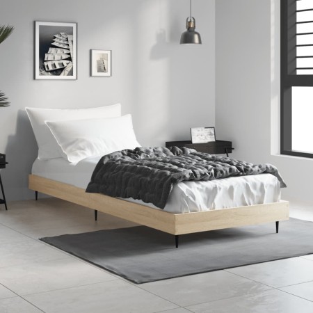 Estructura de cama madera de ingeniería roble Sonoma 75x190 cm de vidaXL, Camas y somieres - Ref: Foro24-832312, Precio: 67,6...