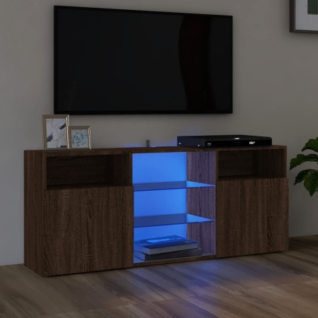 Mueble de TV con luces LED marrón roble 120x30x50 cm de vidaXL, Muebles TV - Ref: Foro24-815716, Precio: 87,06 €, Descuento: %