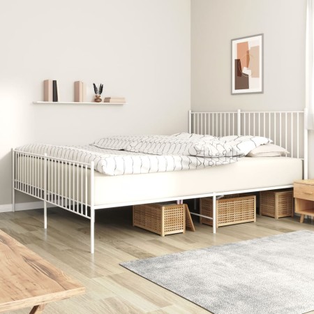 Estructura cama metal con cabecero y pie cama blanco 183x213 cm de vidaXL, Camas y somieres - Ref: Foro24-350954, Precio: 106...