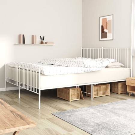 Estructura cama metal con cabecero y estribo blanco 200x200 cm de vidaXL, Camas y somieres - Ref: Foro24-350956, Precio: 104,...
