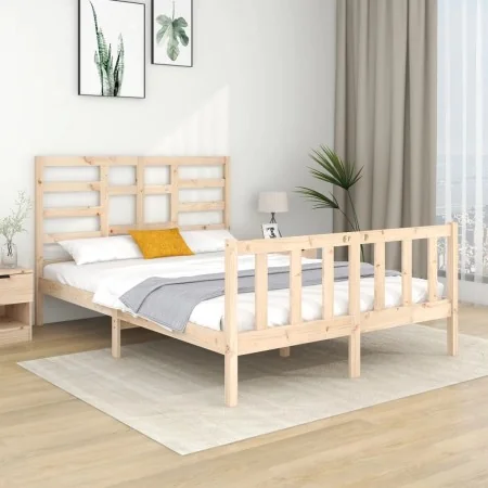 Estructura de cama madera maciza 120x190 cm de vidaXL, Camas y somieres - Ref: Foro24-3105895, Precio: 116,04 €, Descuento: %