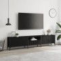 Mueble de TV con cajón madera de ingeniería negro 200x25x44 cm en Muebles TV | Comprar online en Foru.es