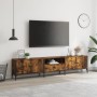 Mueble de TV cajón madera ingeniería roble ahumado 200x25x44 cm en Muebles TV | Comprar online en Foru.es