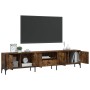 Mueble de TV cajón madera ingeniería roble ahumado 200x25x44 cm en Muebles TV | Comprar online en Foru.es