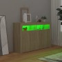 Aparador con luces LED roble Sonoma 115,5x30x75 cm de vidaXL, Aparadores - Ref: Foro24-804340, Precio: 105,92 €, Descuento: %