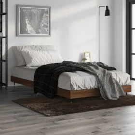 Estructura de cama madera de ingeniería marrón roble 100x200 cm de vidaXL, Camas y somieres - Ref: Foro24-832164, Precio: 69,...