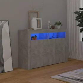Aparador con luces LED gris hormigón 115,5x30x75 cm de vidaXL, Aparadores - Ref: Foro24-804341, Precio: 95,20 €, Descuento: %