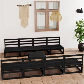 Juego de muebles de jardín 9 piezas negro madera madera pino en Conjuntos de jardín | Comprar online en Foru.es