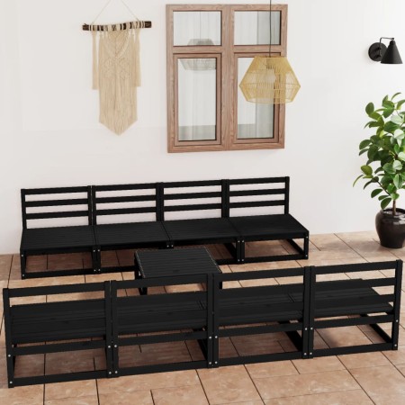 Juego de muebles de jardín 9 piezas negro madera madera pino en Conjuntos de jardín | Comprar online en Foru.es