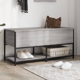 Banco de almacenaje madera ingeniería gris Sonoma 100x42,5x47cm en Bancos para recibidores y almacenamiento | Comprar online en 