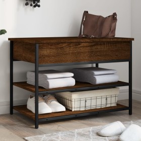 Banco zapatero madera de ingeniería roble ahumado 70x42,5x50 cm en Bancos para recibidores y almacenamiento | Comprar online en 