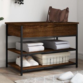 Banco zapatero madera de ingeniería roble ahumado 70x42,5x50 cm en Bancos para recibidores y almacenamiento | Comprar online en 
